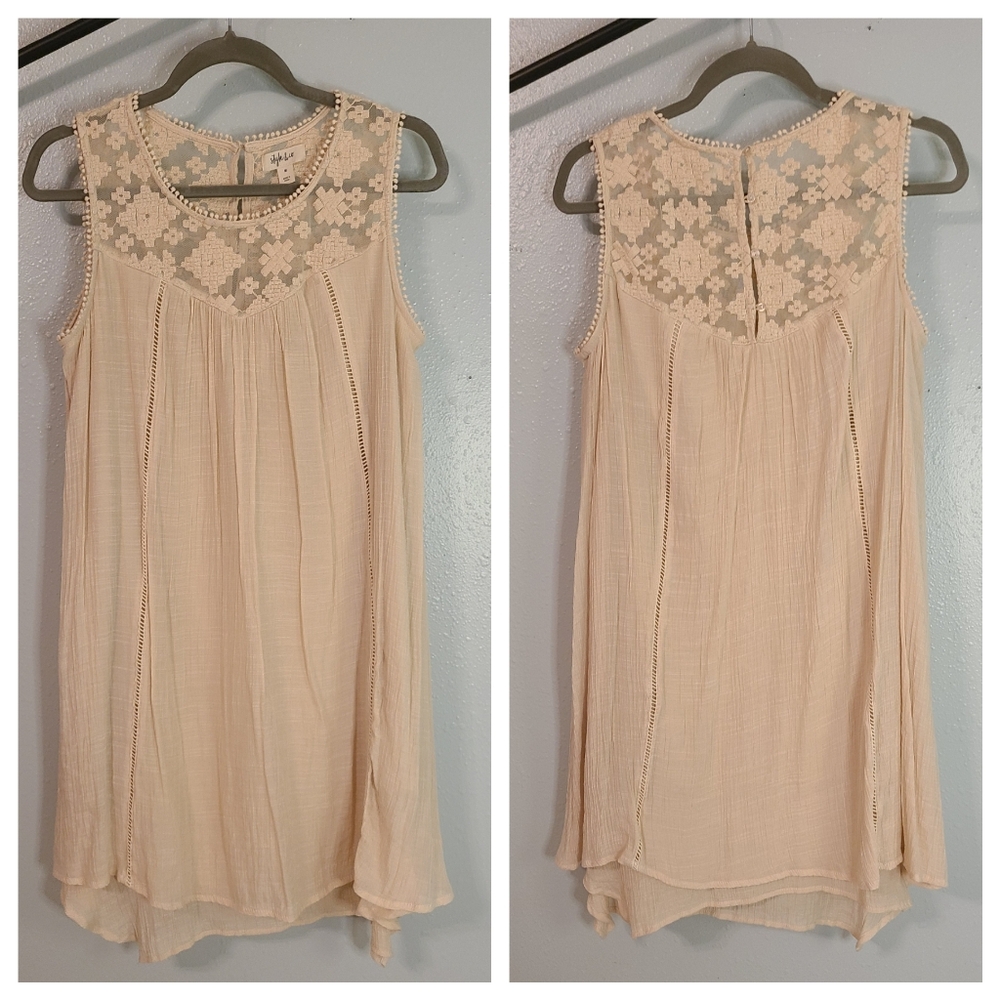Style & Co cream lace/linen like dress size M.